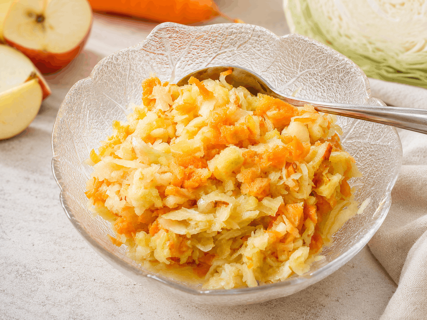 Karotten-Apfel-Sauerkraut-Rohkost – grüner Tag Stabilisierungsphase