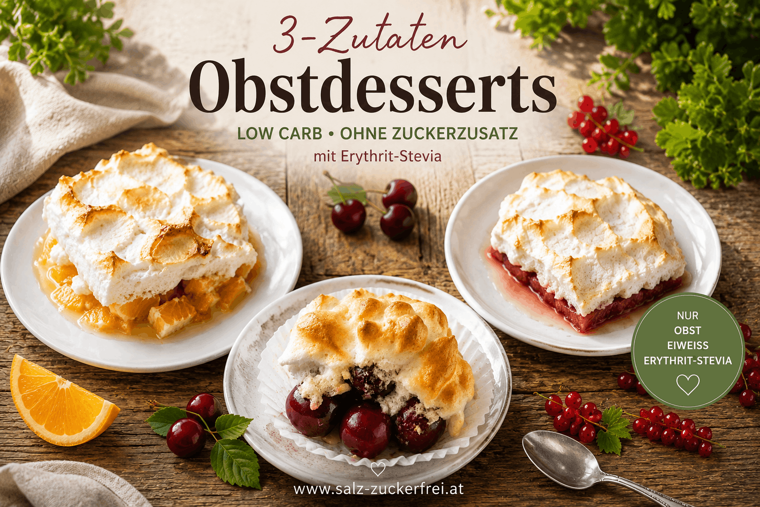 Obstdessert mit Baiserhaube - grüner Tag Stabilisierungsphase