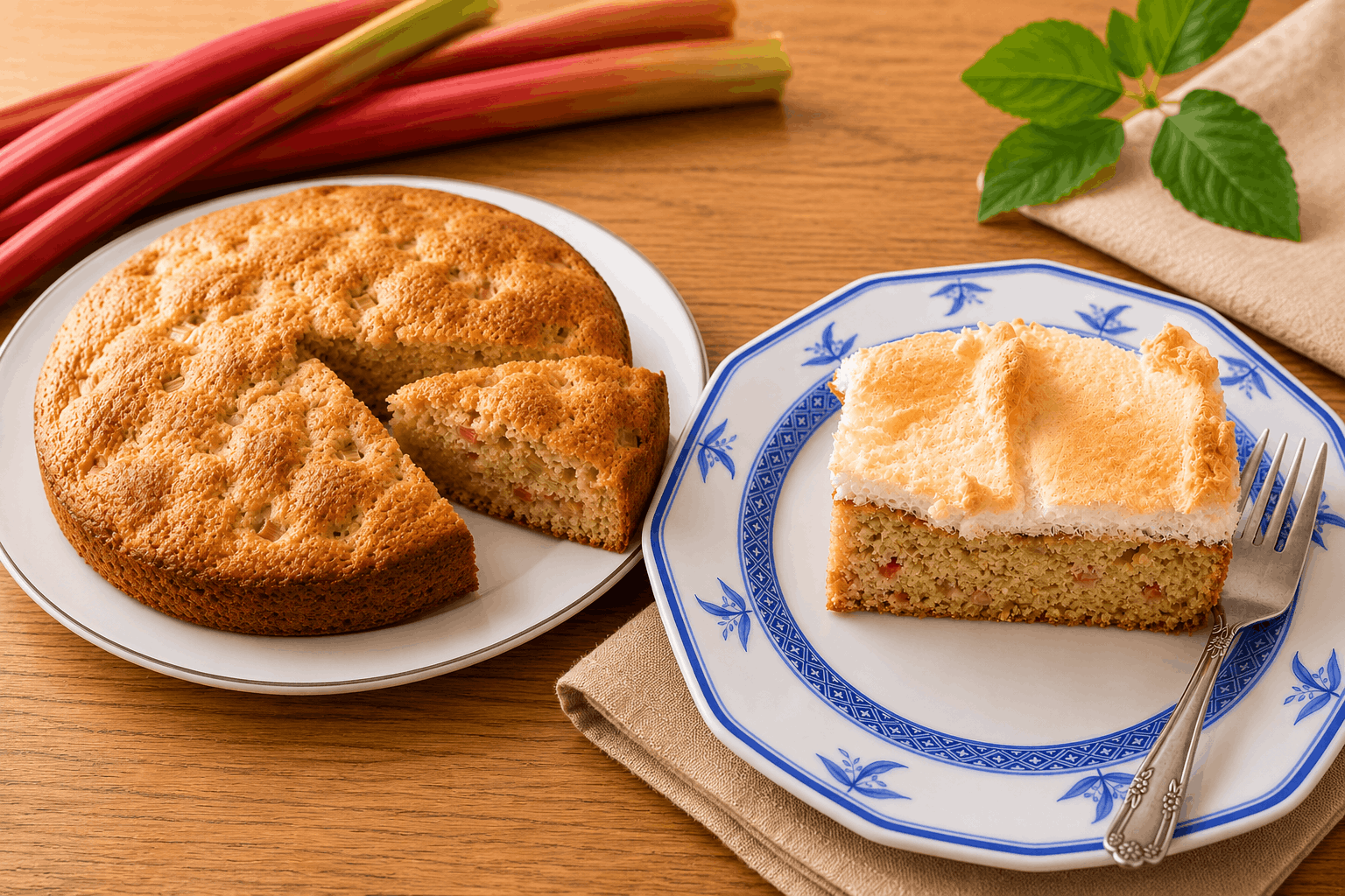 Rhabarberkuchen – Low Carb & glutenfrei, mit oder ohne Baiserhaube