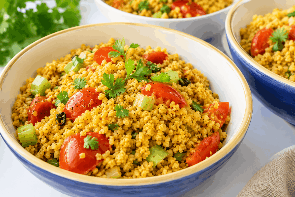 Gemüse-Wok mit Lupinenschrot - grüner Tag