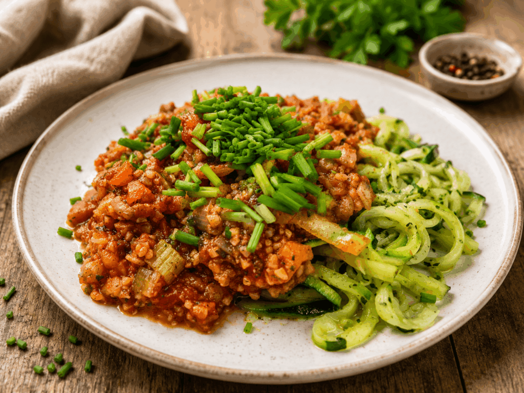 Vegane Lupinen-Bolognese – grüner Tag