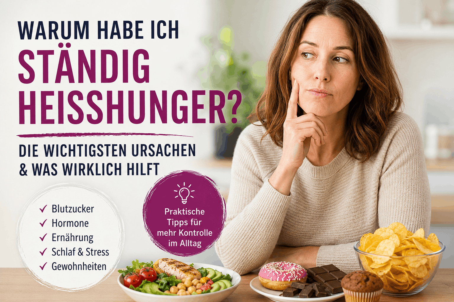 Warum habe ich ständig Heißhunger Erfahre, welche Rolle Blutzucker, Hormone, Eiweiß, Schlaf und Stress spielen und was wirklich dagegen hilft.